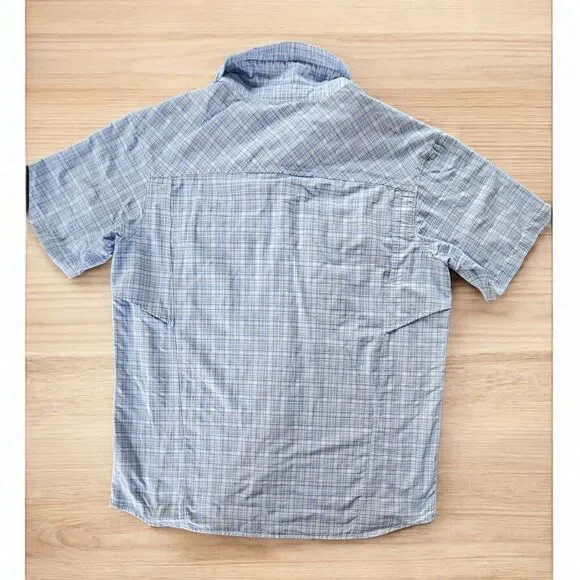 Columbia Shirt Mens L Plaid Blue Omni-Shade Shirt Short Sleeve Fishing Vented - Picture 2 of 6